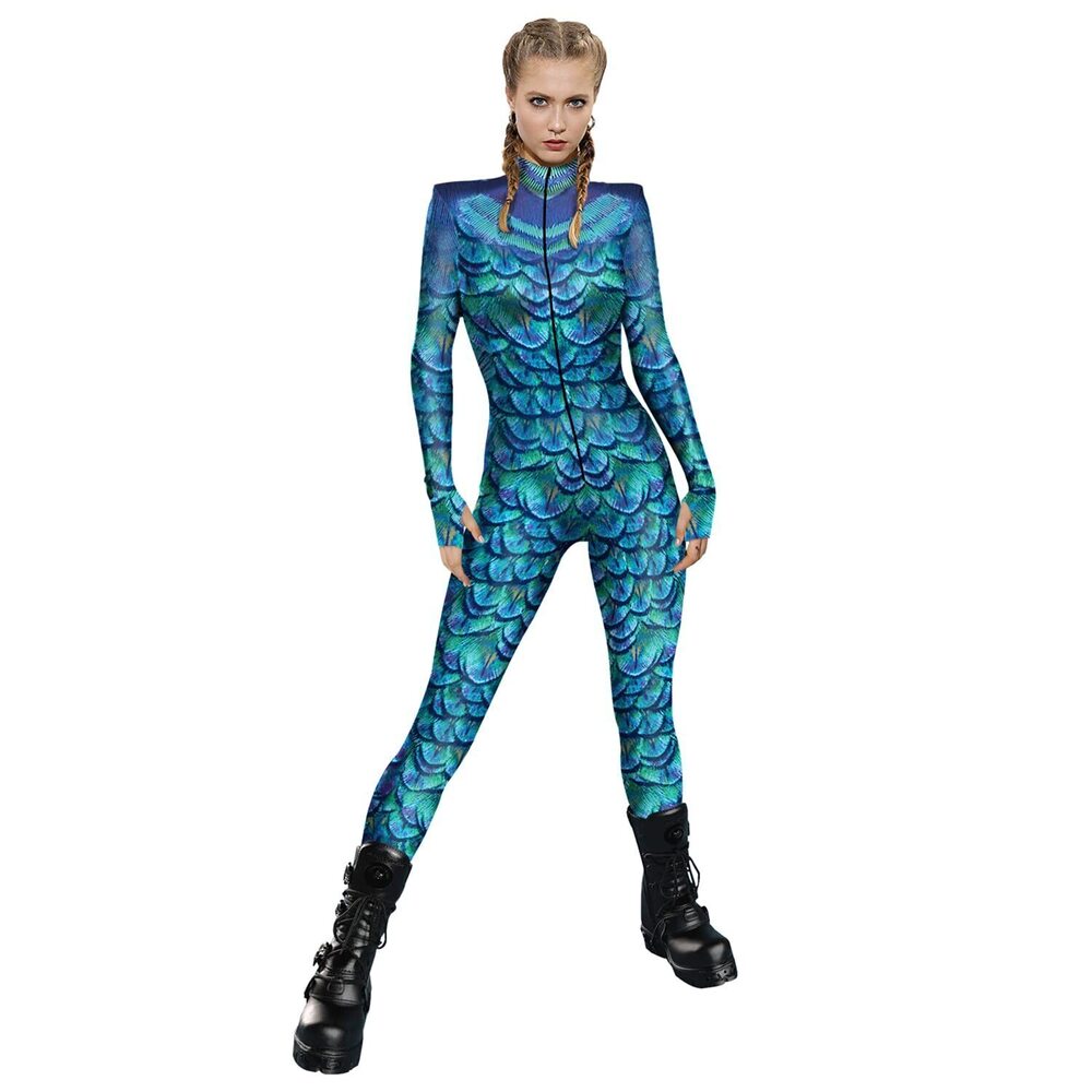 6292 Halloween Costume Cosplay Bodysuit 3D Sexy Catsuit Jumpsuit